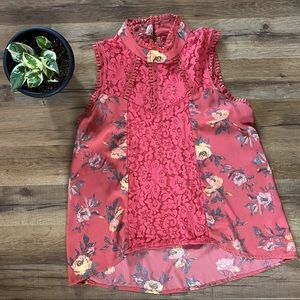 Sleeveless Pink floral Blouse